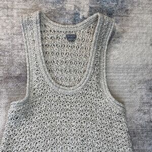 Aerie Women's Crochet Knit Sleeveless Tank‎ Top Small Petite Tan Beige
